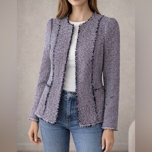 Rebecca Taylor size 8 white pink black confetti tweed jacket blazer $450